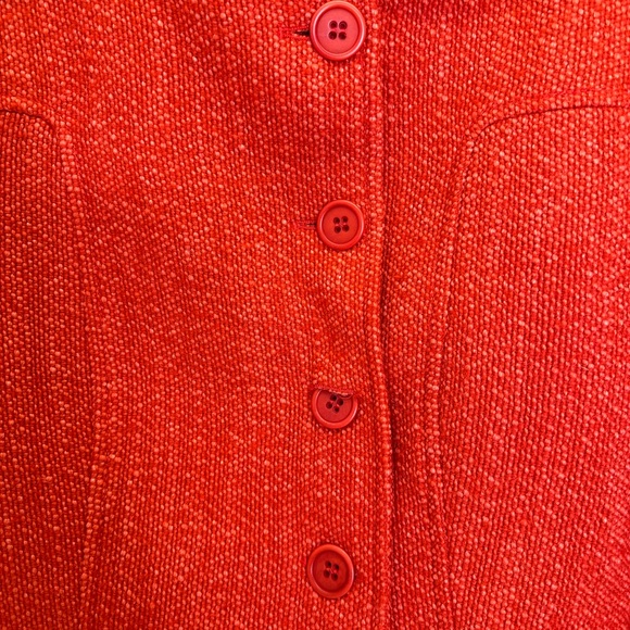 PHILLIPE ADEC Wool Mohair Blend Weave   orange/ red size 4 buttons lined grandma - Picture 2 of 16